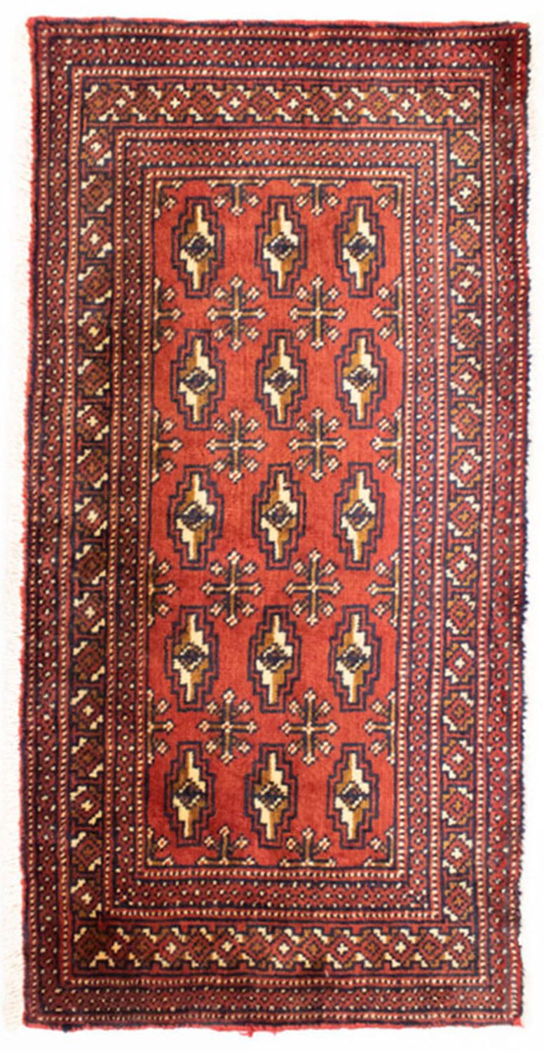 Loper Turkaman tapijt - 100 x 50 cm - rood