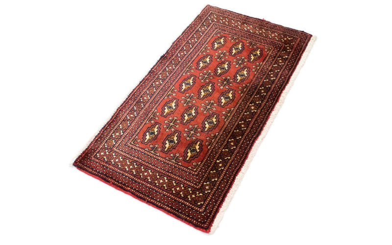 Loper Turkaman tapijt - 100 x 50 cm - rood