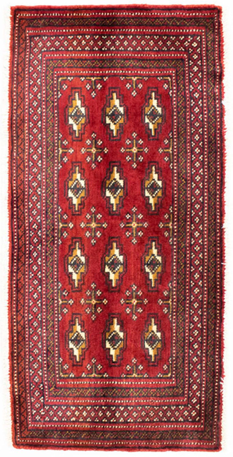 Loper Turkaman tapijt - 100 x 50 cm - rood