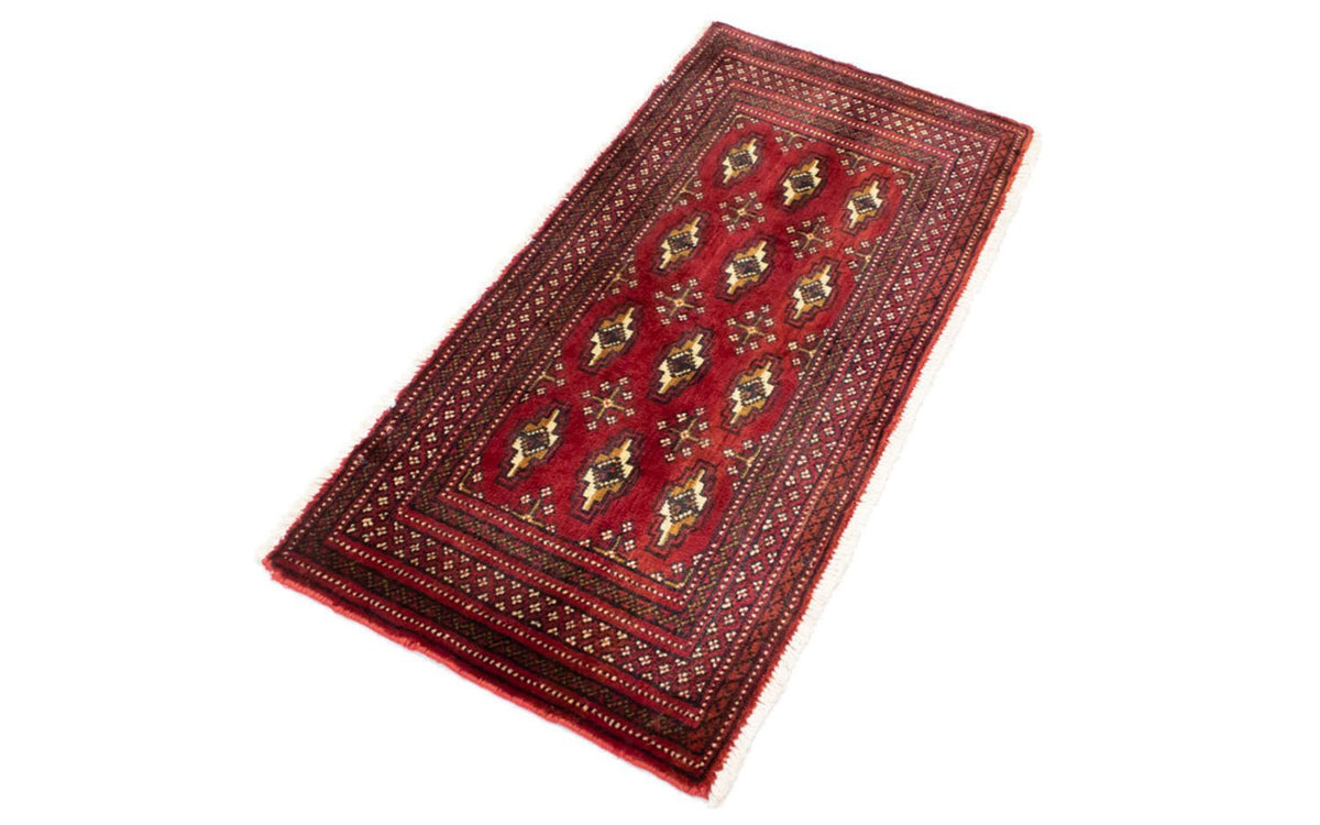 Loper Turkaman tapijt - 100 x 50 cm - rood