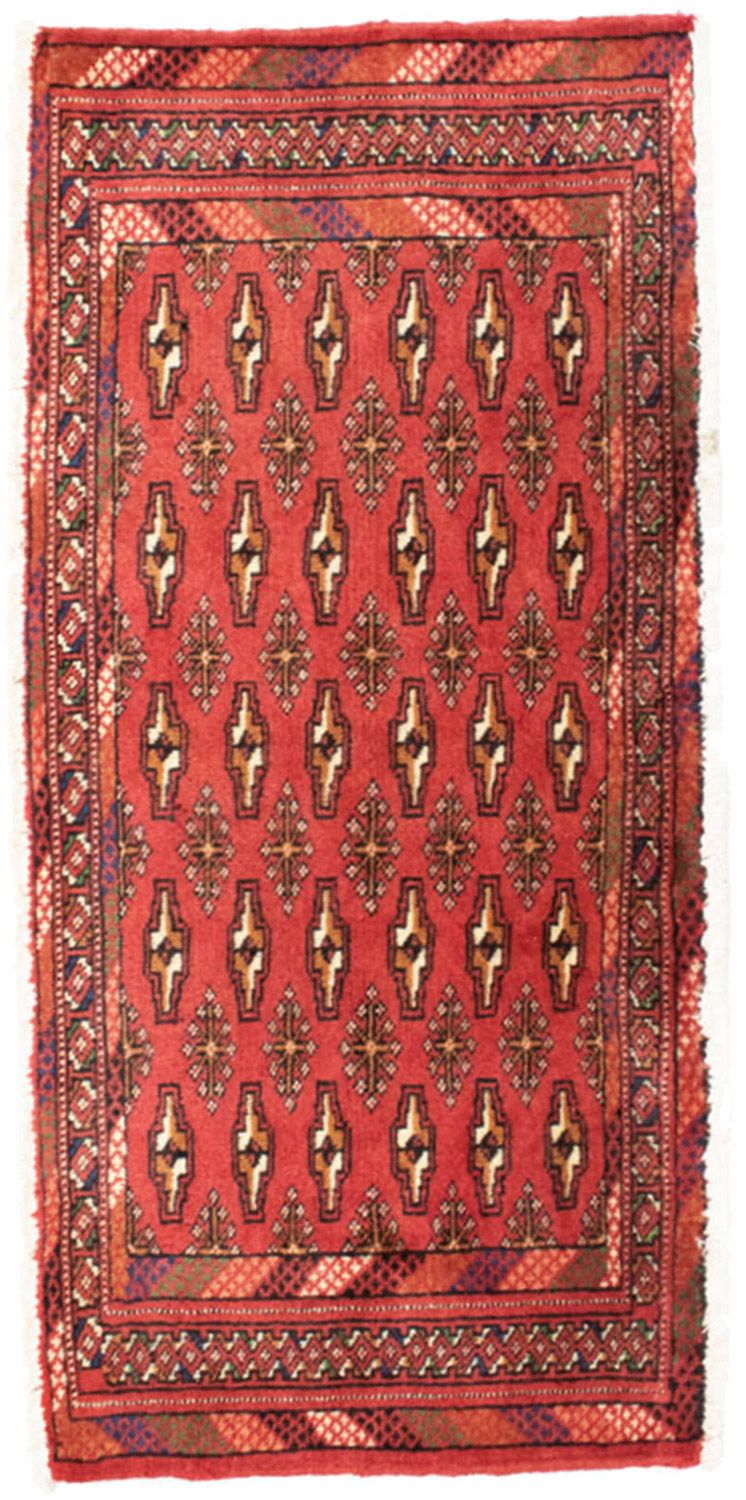 Loper Turkaman tapijt - 100 x 50 cm - rood