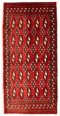 Loper Turkaman tapijt - 100 x 50 cm - rood