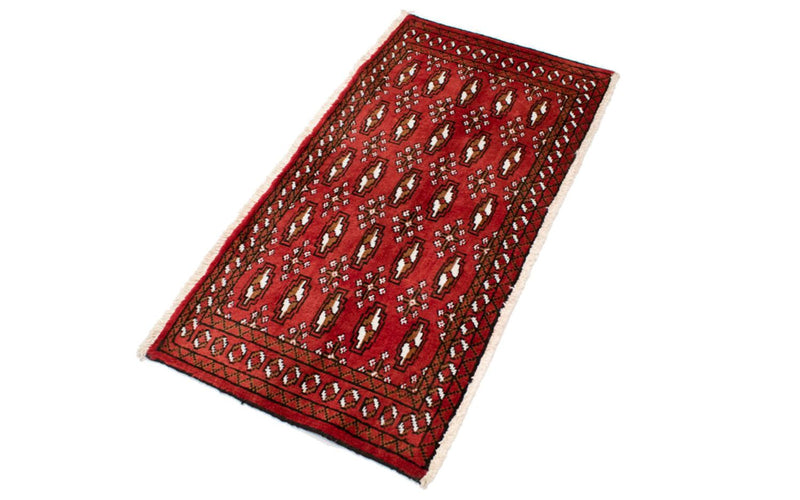 Loper Turkaman tapijt - 100 x 50 cm - rood