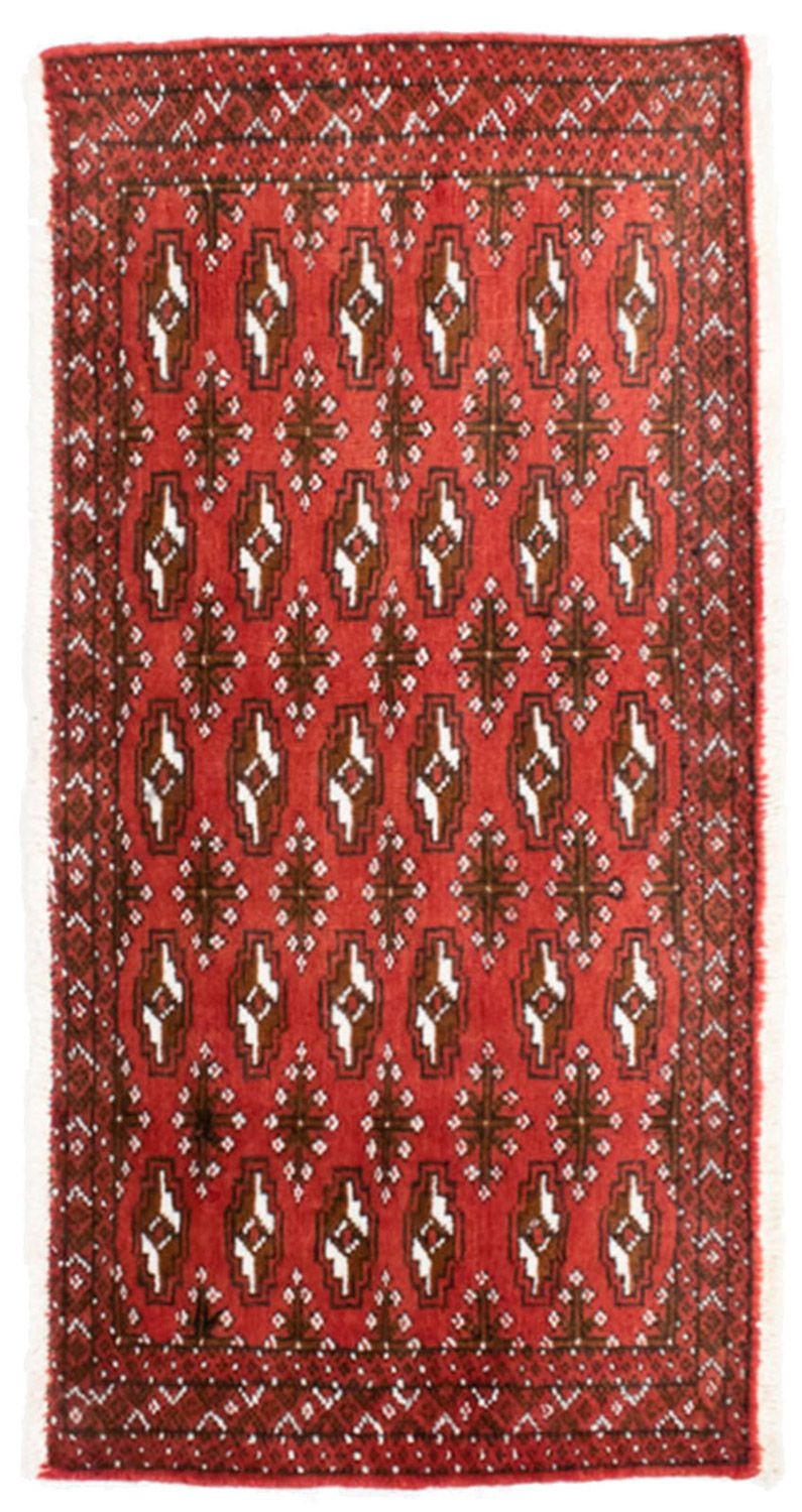 Loper Turkaman tapijt - 100 x 50 cm - rood