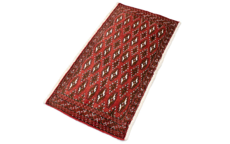 Loper Turkaman tapijt - 100 x 50 cm - rood