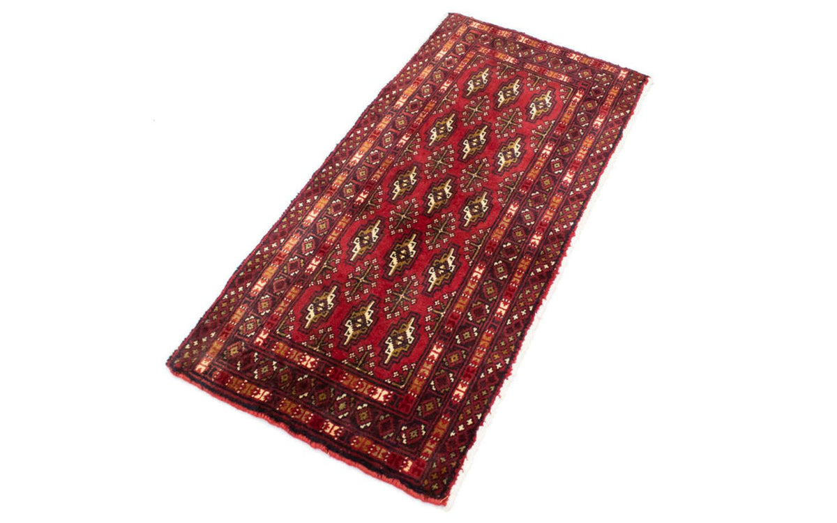 Loper Turkaman tapijt - 100 x 50 cm - rood