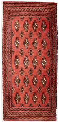 Loper Turkaman tapijt - 100 x 50 cm - rood
