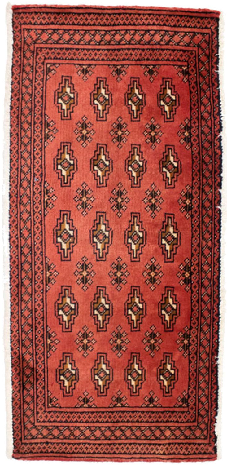 Loper Turkaman tapijt - 100 x 50 cm - rood