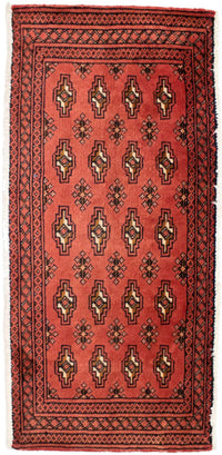 Loper Turkaman tapijt - 100 x 50 cm - rood