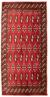 Loper Turkaman tapijt - 100 x 50 cm - rood