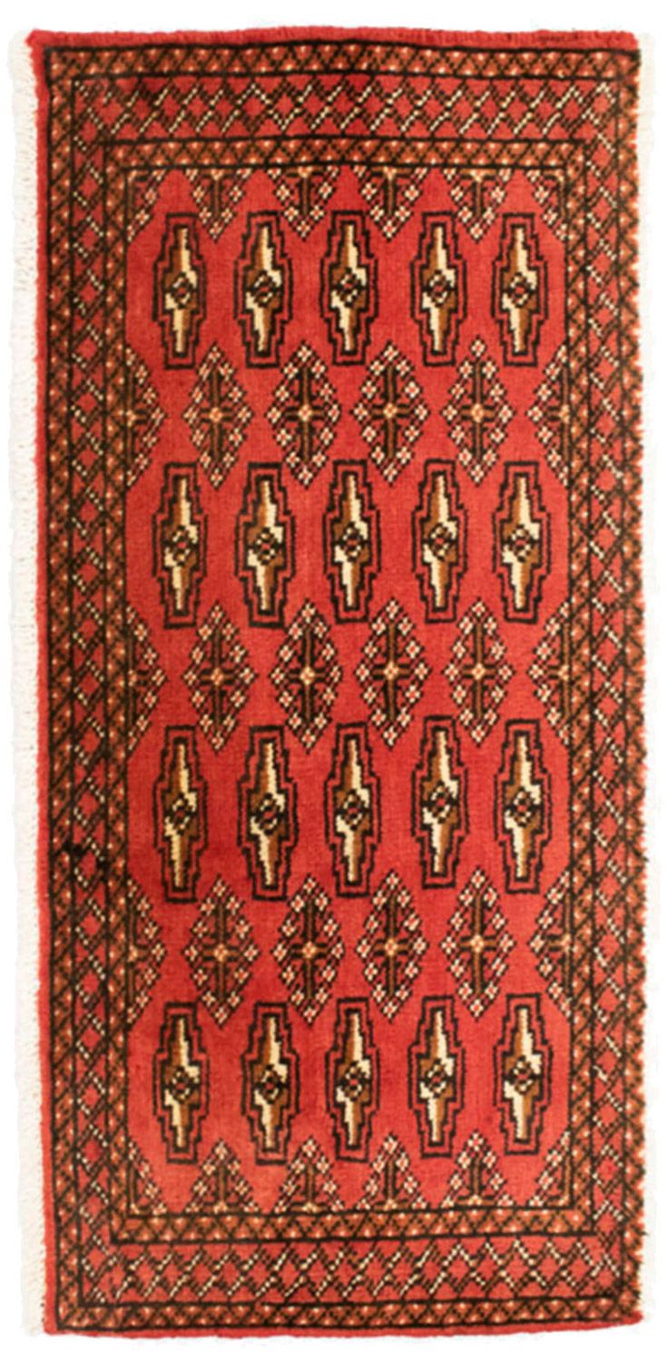 Loper Turkaman tapijt - 100 x 50 cm - rood
