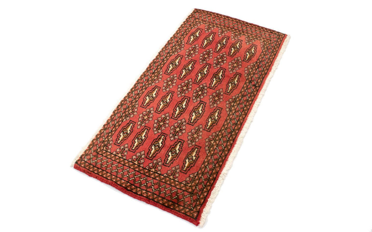 Loper Turkaman tapijt - 100 x 50 cm - rood