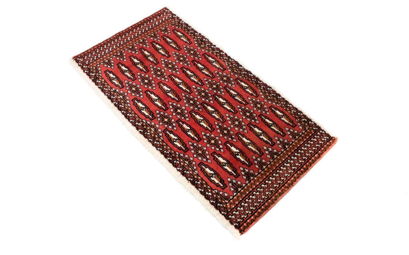 Loper Turkaman tapijt - 100 x 50 cm - rood