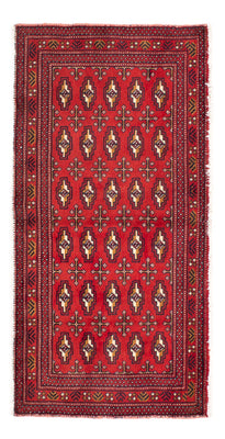 Loper Turkaman tapijt - 100 x 50 cm - donkerrood