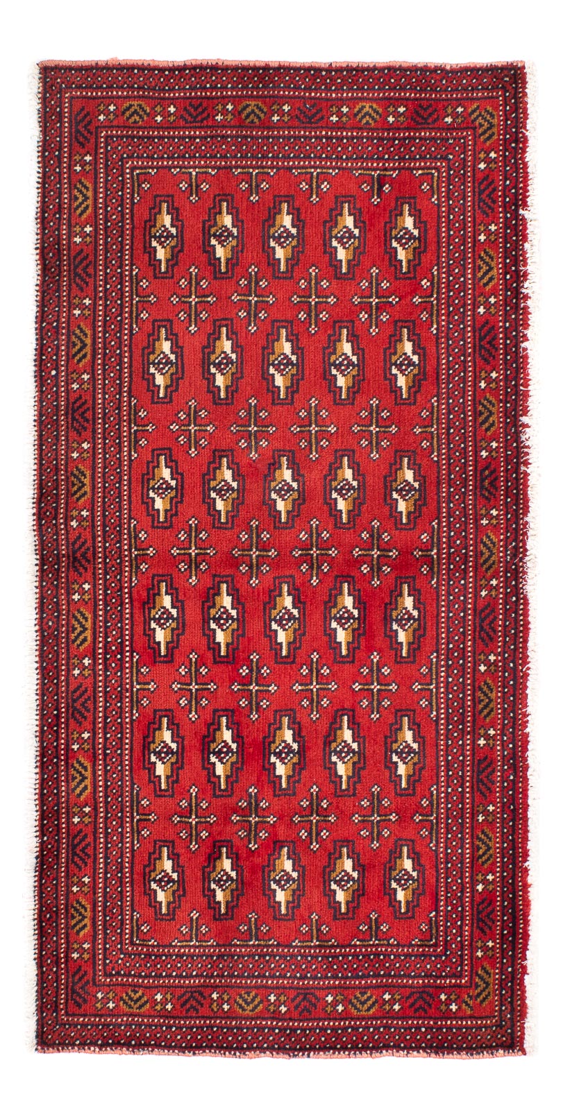 Loper Turkaman tapijt - 100 x 50 cm - donkerrood