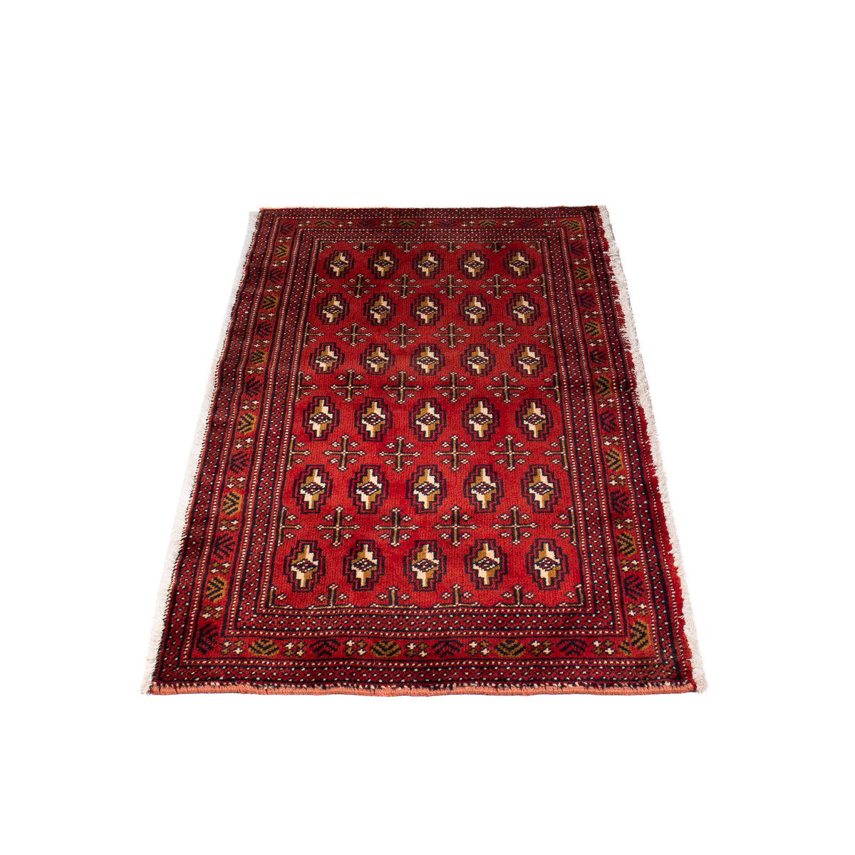 Loper Turkaman tapijt - 100 x 50 cm - donkerrood