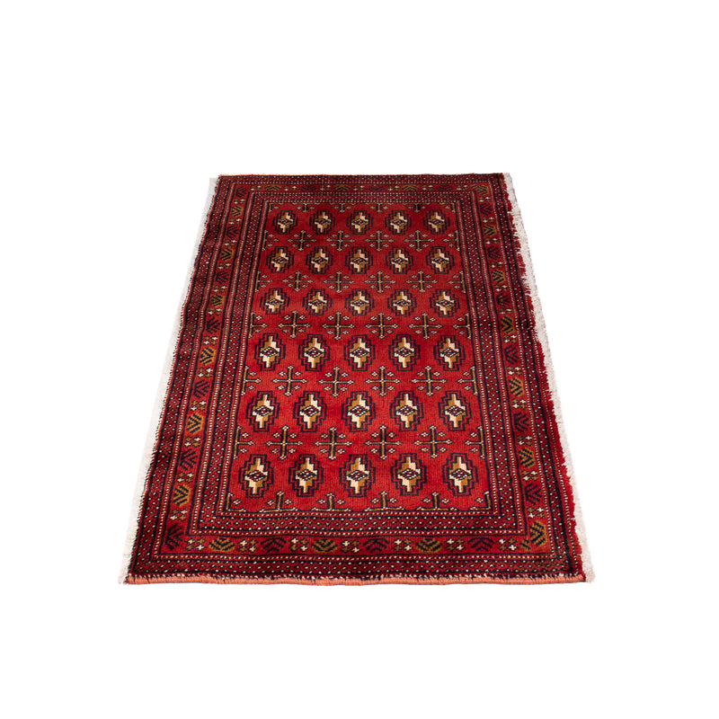Loper Turkaman tapijt - 100 x 50 cm - donkerrood