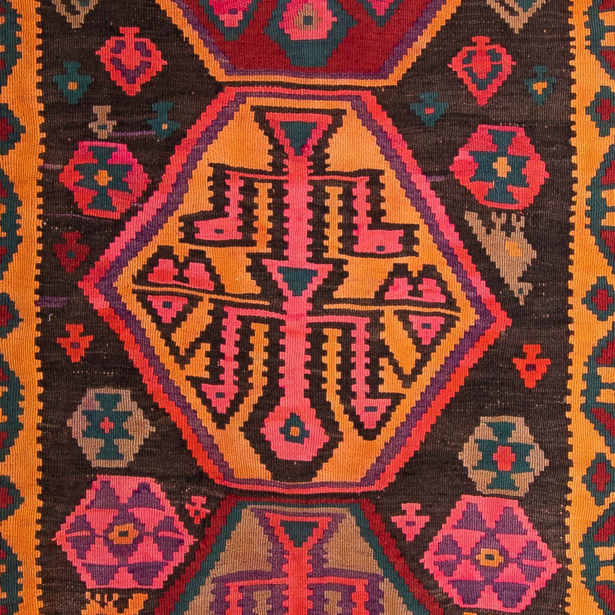 Loper Kelim tapijt - Oud - 375 x 142 cm - veelkleurig