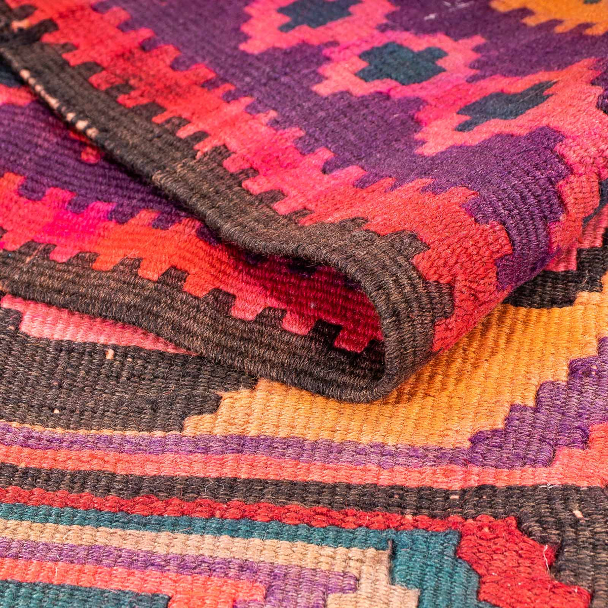 Loper Kelim tapijt - Oud - 375 x 142 cm - veelkleurig