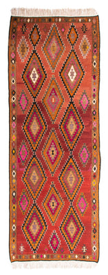 Loper Kelim tapijt - Oud - 330 x 130 cm - veelkleurig