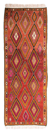 Loper Kelim tapijt - Oud - 330 x 130 cm - veelkleurig