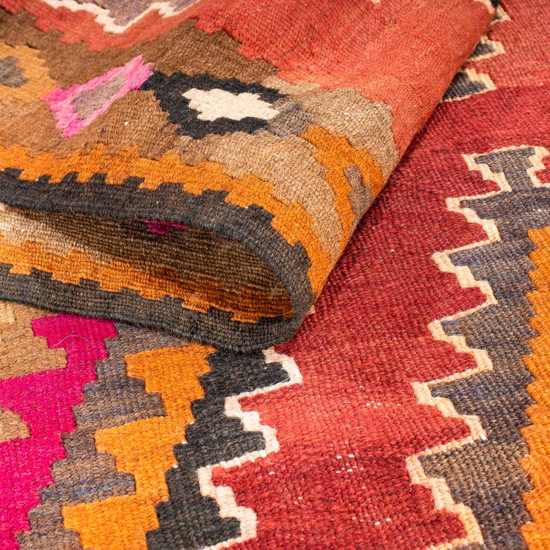 Loper Kelim tapijt - Oud - 330 x 130 cm - veelkleurig