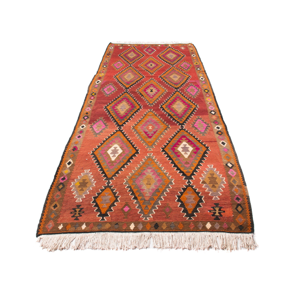 Loper Kelim tapijt - Oud - 330 x 130 cm - veelkleurig