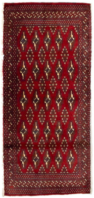 Turkaman tapijt - 130 x 60 cm - rood