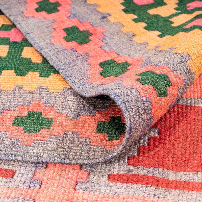 Loper Kelim tapijt - Oud - 340 x 150 cm - veelkleurig