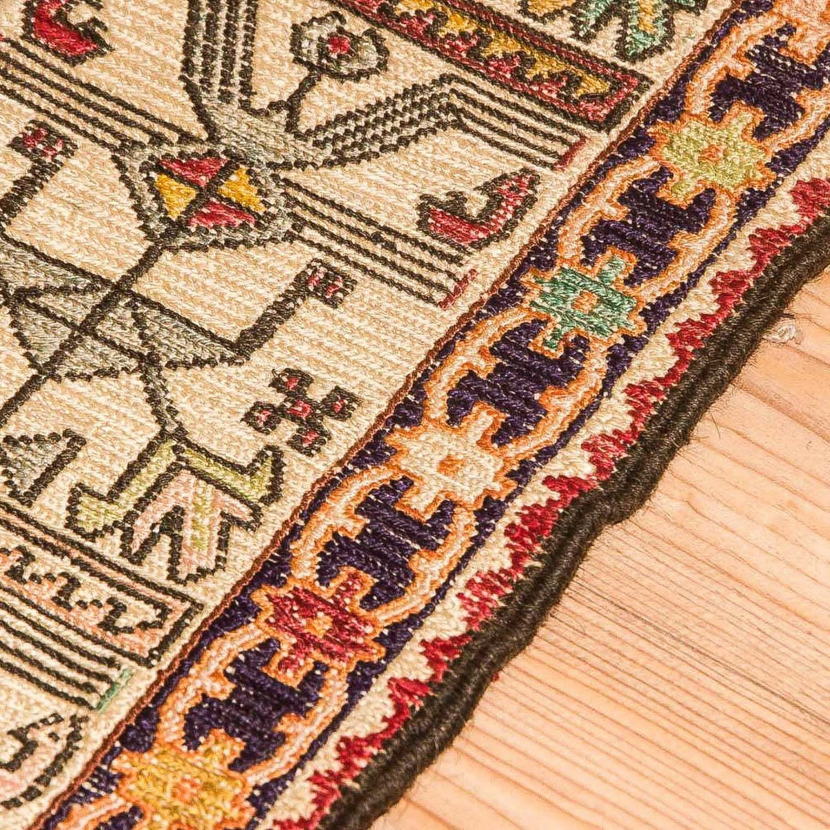 Zijden kilim Tapijt 75x97cm