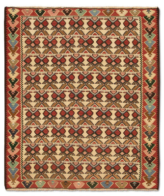 Kelim tapijt - Oud - 143 x 119 cm - beige