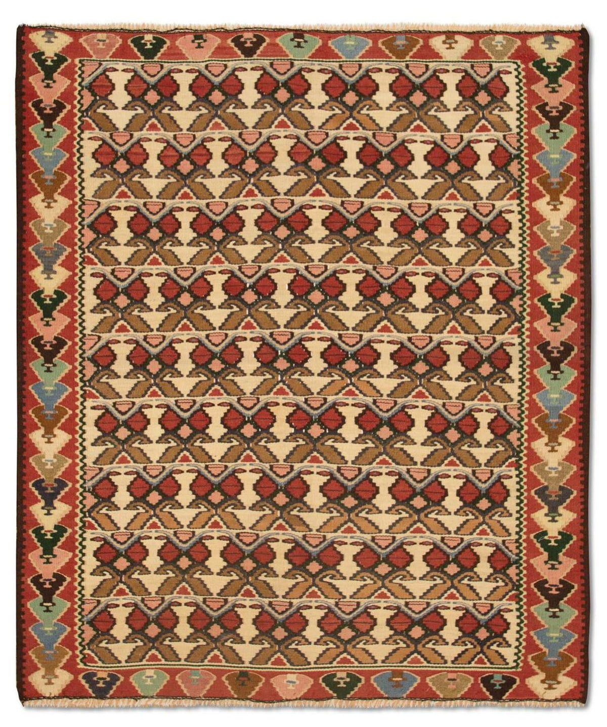 Kelim tapijt - Oud - 143 x 119 cm - beige