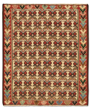 Kelim tapijt - Oud - 143 x 119 cm - beige