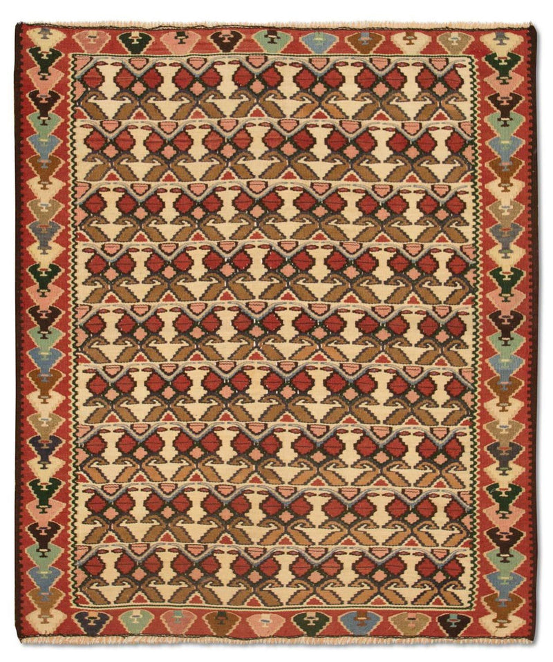 Kelim tapijt - Oud - 143 x 119 cm - beige