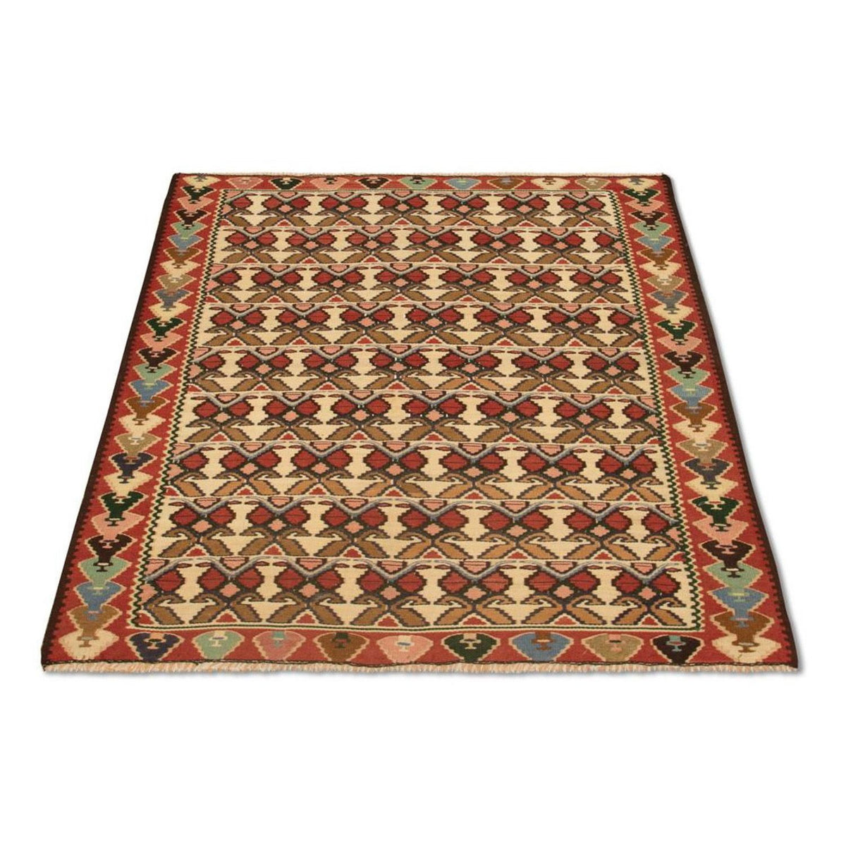 Kelim tapijt - Oud - 143 x 119 cm - beige