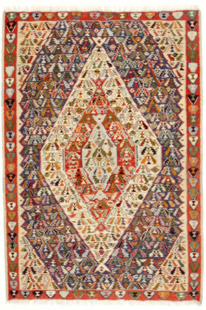 Kelim tapijt - Oud - 153 x 119 cm - blauw