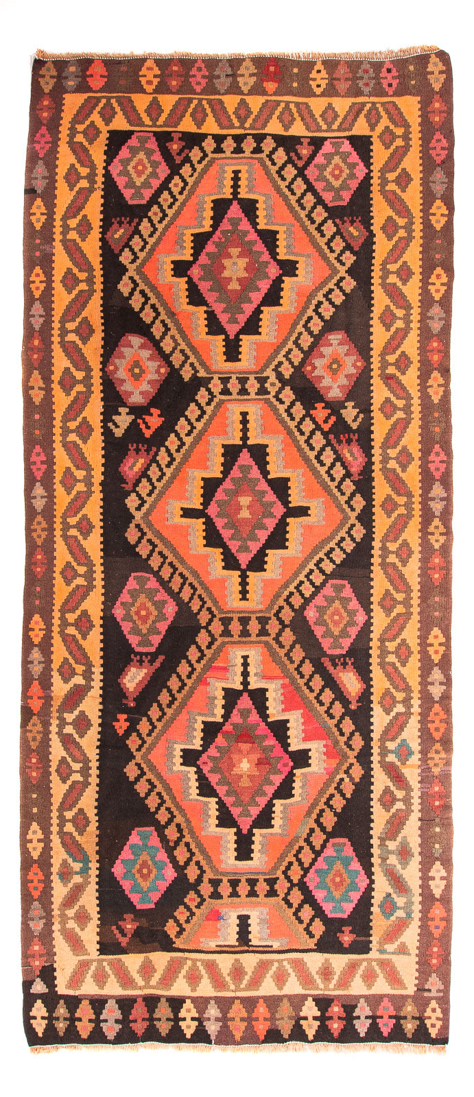 Loper Kelim tapijt - Oud - 320 x 150 cm - veelkleurig