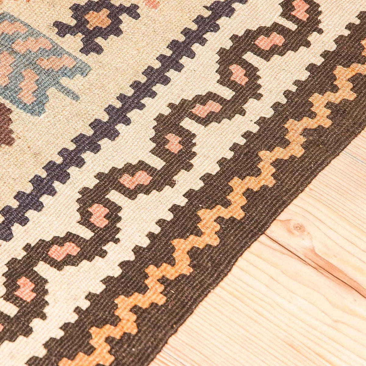 Loper Kelim tapijt - Oud - 195 x 108 cm - beige