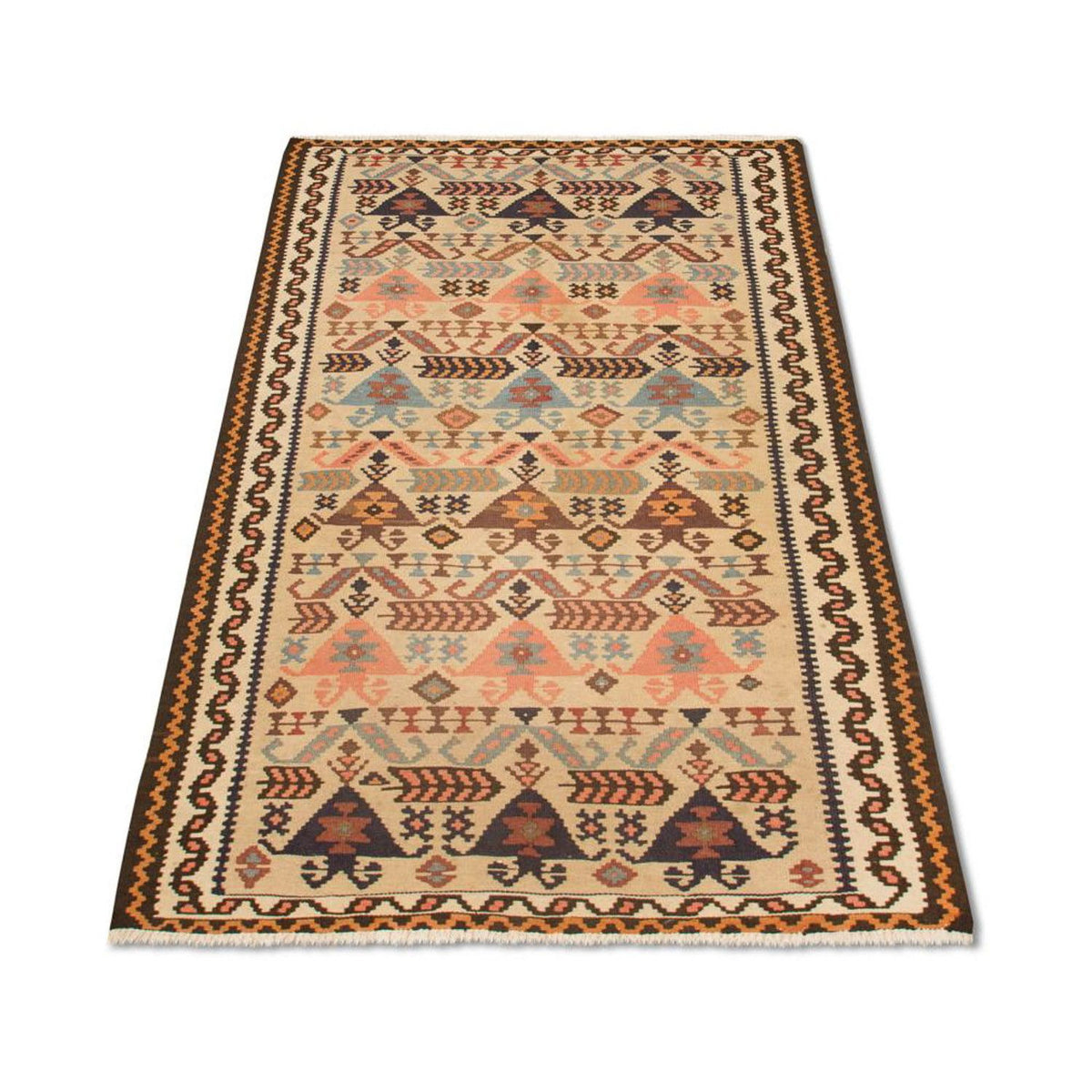 Loper Kelim tapijt - Oud - 195 x 108 cm - beige