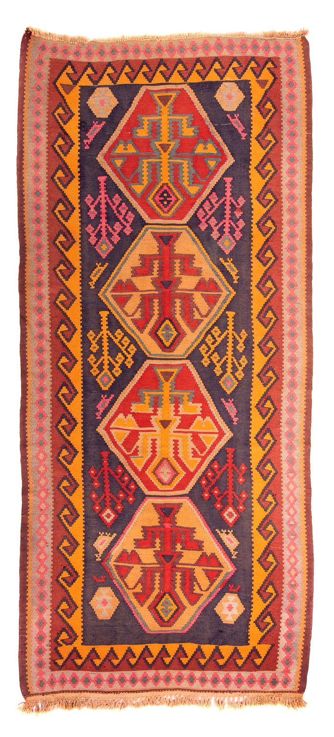 Loper Kelim tapijt - Oud - 340 x 155 cm - veelkleurig