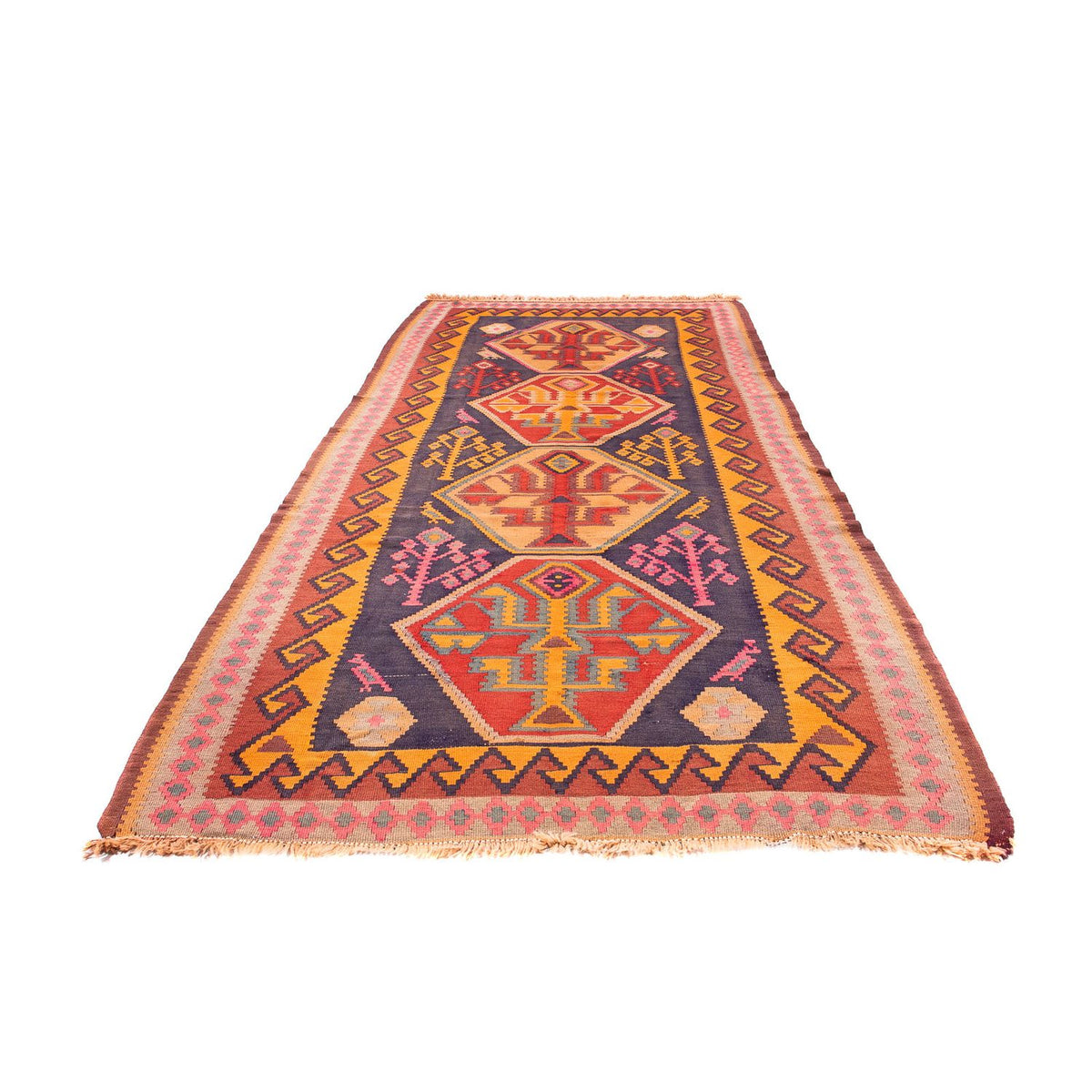 Loper Kelim tapijt - Oud - 340 x 155 cm - veelkleurig