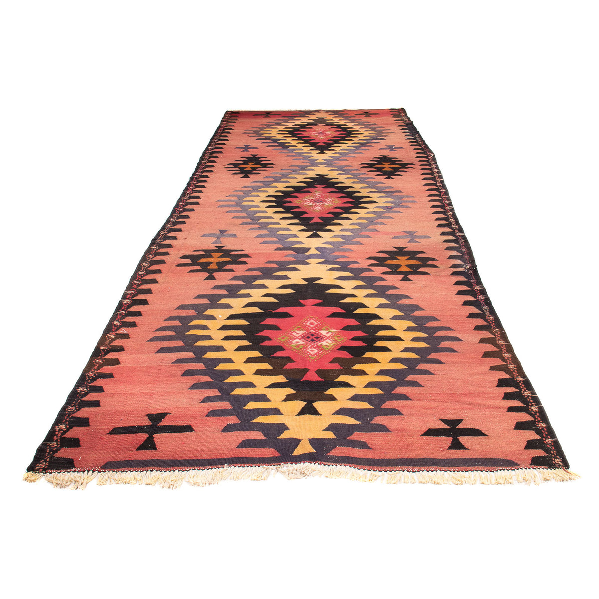 Loper Kelim tapijt - Oud - 405 x 150 cm - licht rood