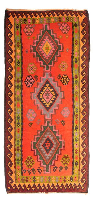 Loper Kelim tapijt - Oud - 330 x 155 cm - veelkleurig