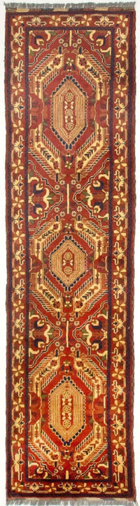 Loper Afghaans tapijt - Hatshlu - 307 x 83 cm - rood