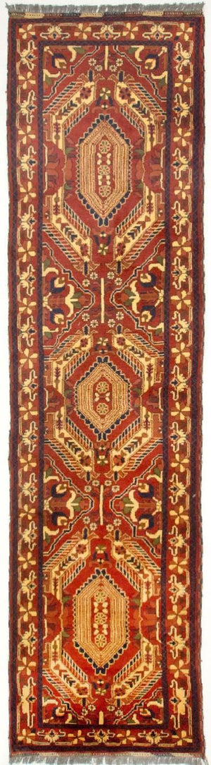 Loper Afghaans tapijt - Hatshlu - 307 x 83 cm - rood