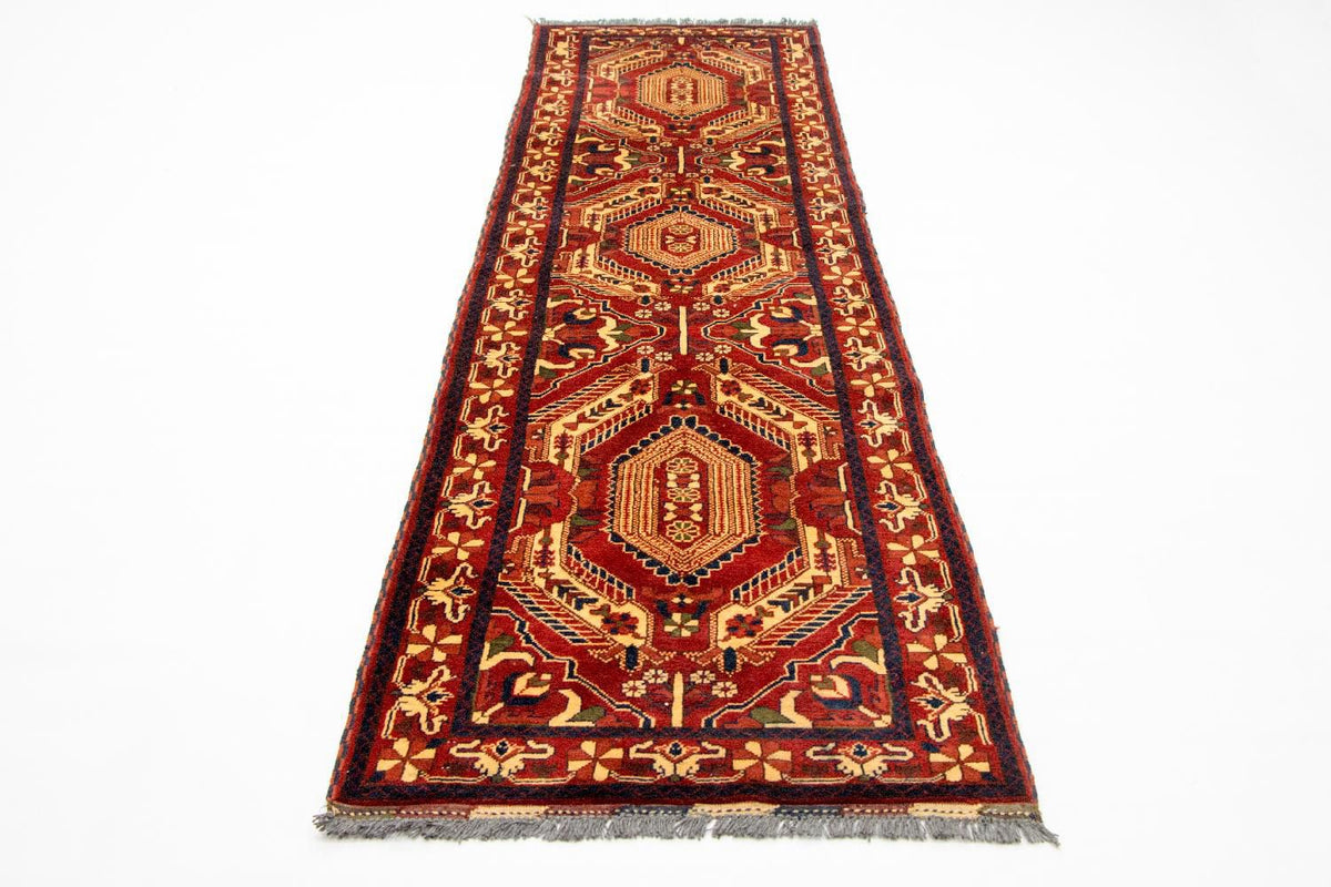 Loper Afghaans tapijt - Hatshlu - 307 x 83 cm - rood