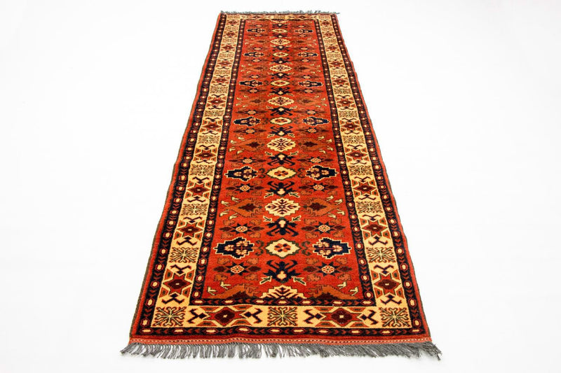 Loper Afghaans tapijt - Hatshlu - 305 x 84 cm - oranje