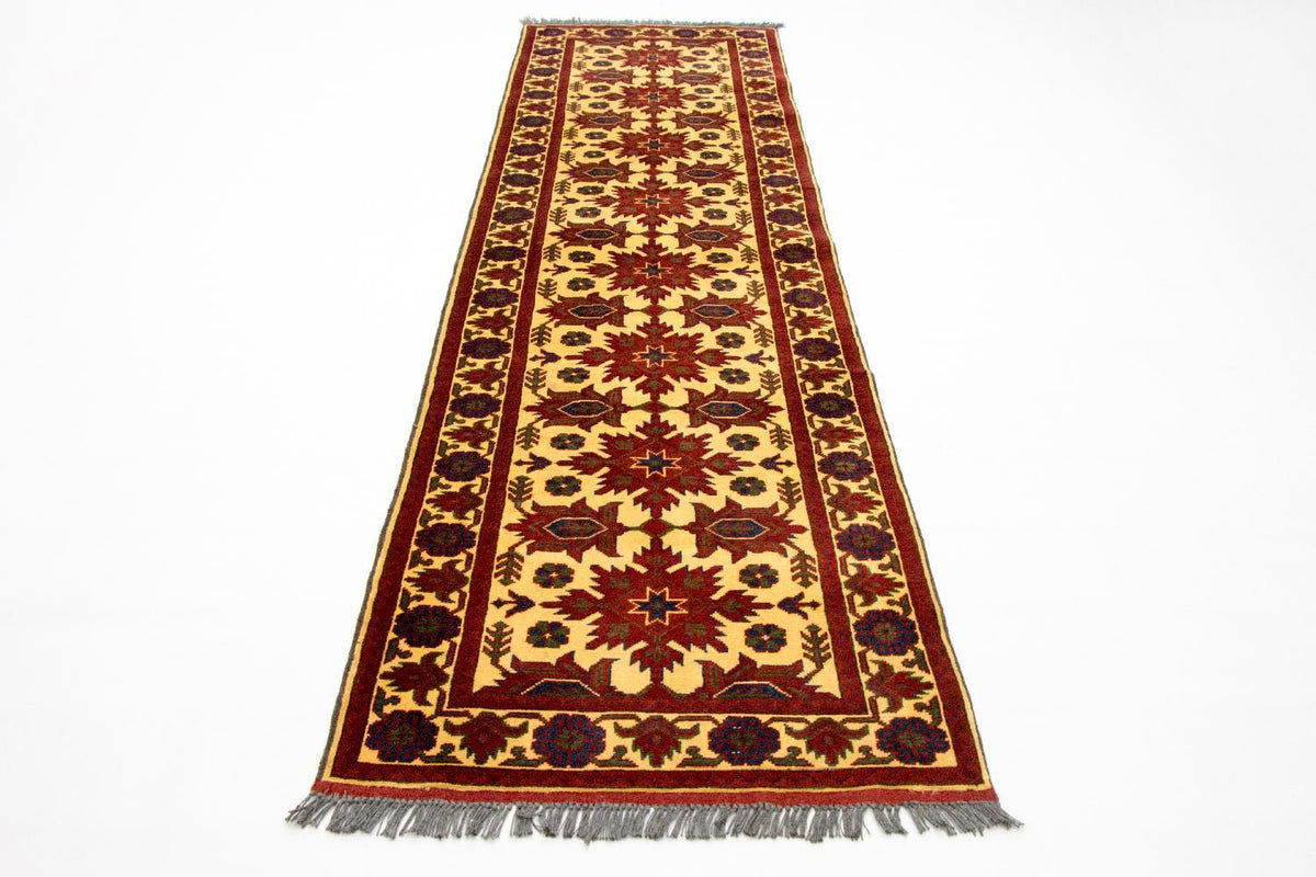 Loper Afghaans tapijt - Hatshlu - 304 x 80 cm - rood