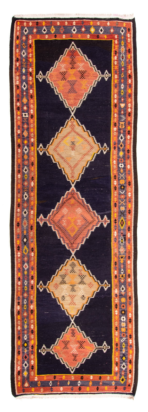 Loper Kelim tapijt - Oud - 330 x 120 cm - veelkleurig