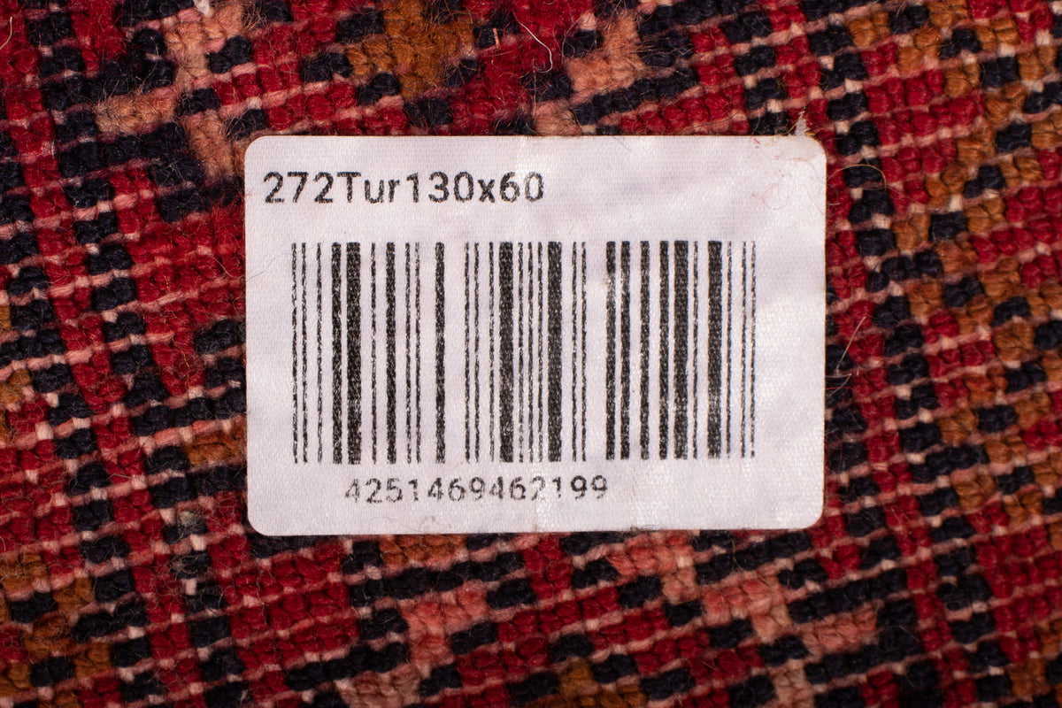 Turkaman tapijt - 130 x 60 cm - donkerrood